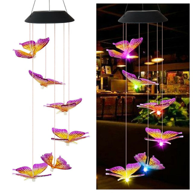 Butterfly Wind Chime LED Solar Power